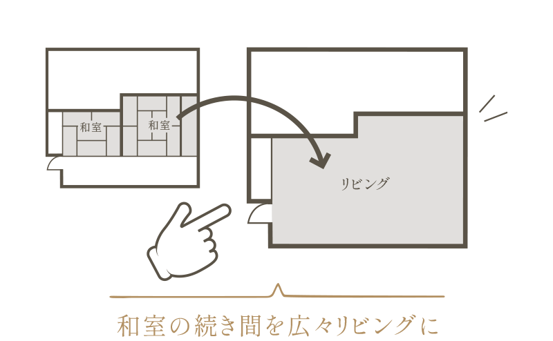 和室の続き間を広々リビングに