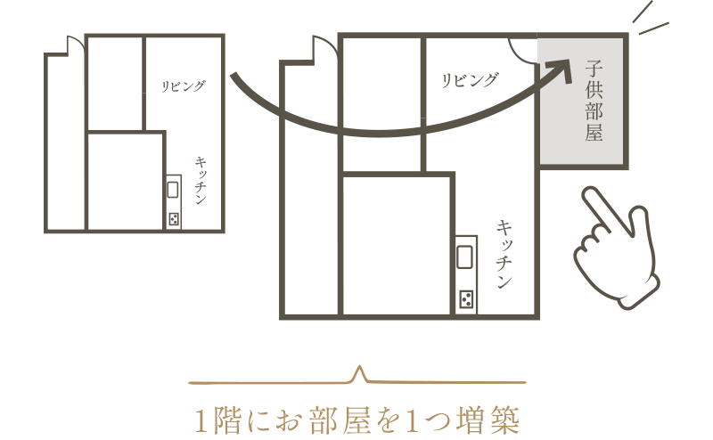 1階にお部屋を1つ増築